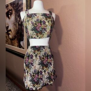 Unique vintage styled Matching floral crop top and skirt